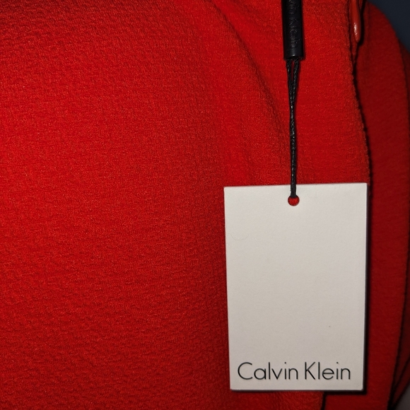 Calvin Klein | Red Embellished Gold Chain Hardware Sheath Dress Women's Size 10 - Picture 4 of 5